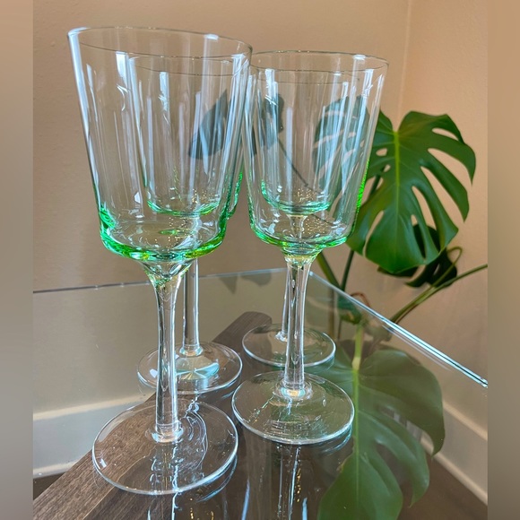 Dining Vintage Hand Blown Light Green Square Wine Glass Poshmark